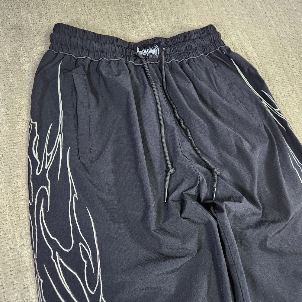 Breathe Divinity Track Pants Men Medium Dark Shadow Tribal Uncuffed Nylon Woven - Picture 2 of 12
